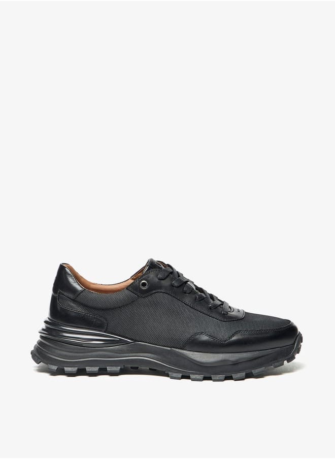 DUCHINI Mens Textured Lace-Up Low Ankle Sneakers  - Image 3