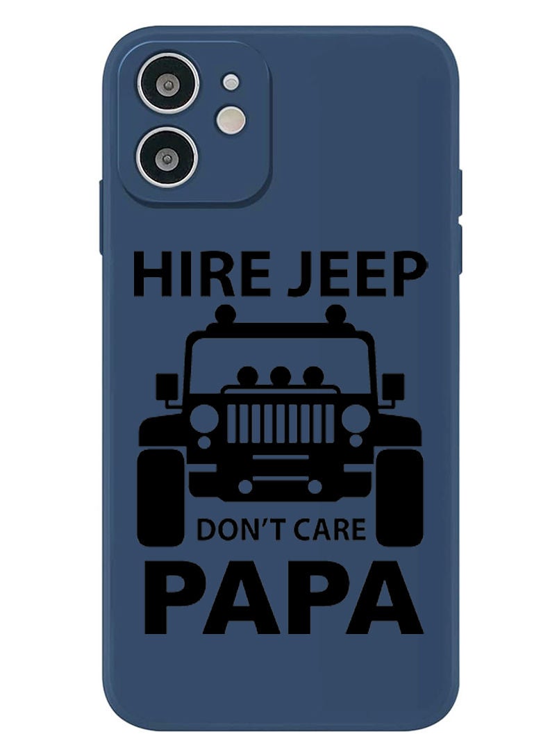 Theodor Protective Slim Fit Case Liquid Silicone Cover with Full Body Protection Anti-Scratch Shockproof Case For iPhone 12 Blue  - Hire jeep dont care papa black copy - Image 1