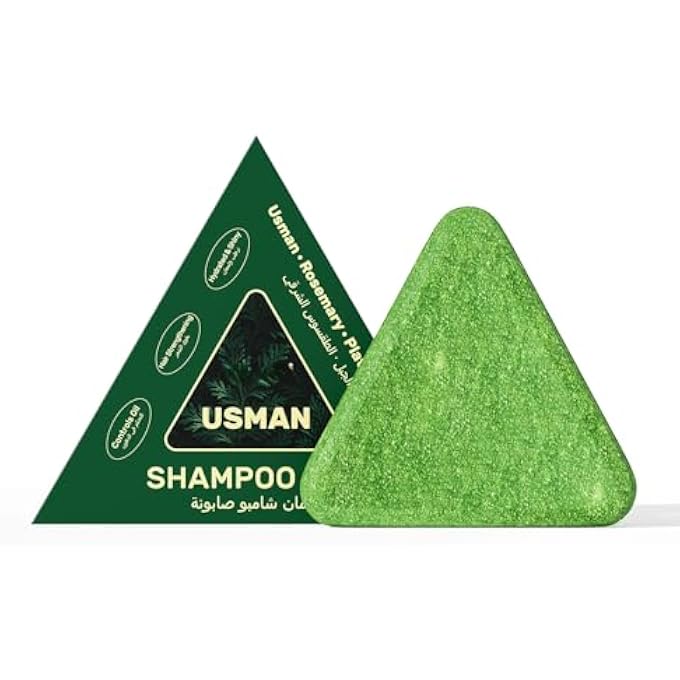 gowwim Usman Grass Shampoo Bar, Nature Triangle Shampoo Bar 3-in-1 Hair Wellness Bar, Calming & Strengthens Hair, Polygonum & Cipressus Orientalis Herbal Soap, Includes Foaming Net