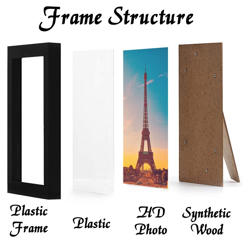 icariery 8x11 Picture Frame Set of 5  Black Photo Frames High Transparent Wall Gallery Desktop Horizontal Vertical for Canvas Collage Photo Poster Certificate 8 x 11 inches - Image 2