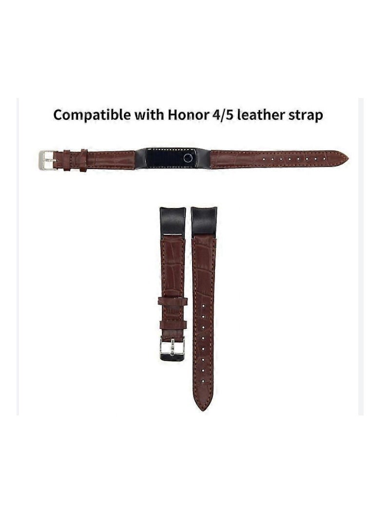 سوار ساعة بديل مقاوم للماء وجيد التهوية من الجلد الصناعي الناعم لساعة هونر 4 &&& 5 بني، للبالغين من الجنسين - Image 1