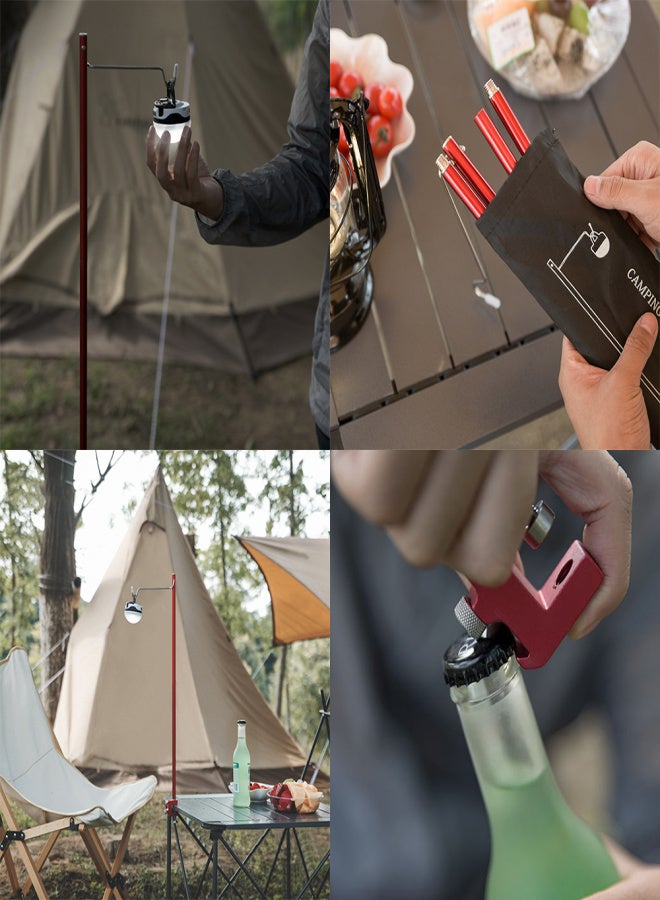 shinrtrip Camping Folding Lamp Pole Portable & Lightweight Aluminum Durable Light Lamp Support For Picnic Hiking Backpacking Fishing Garden BBQ - Image 3