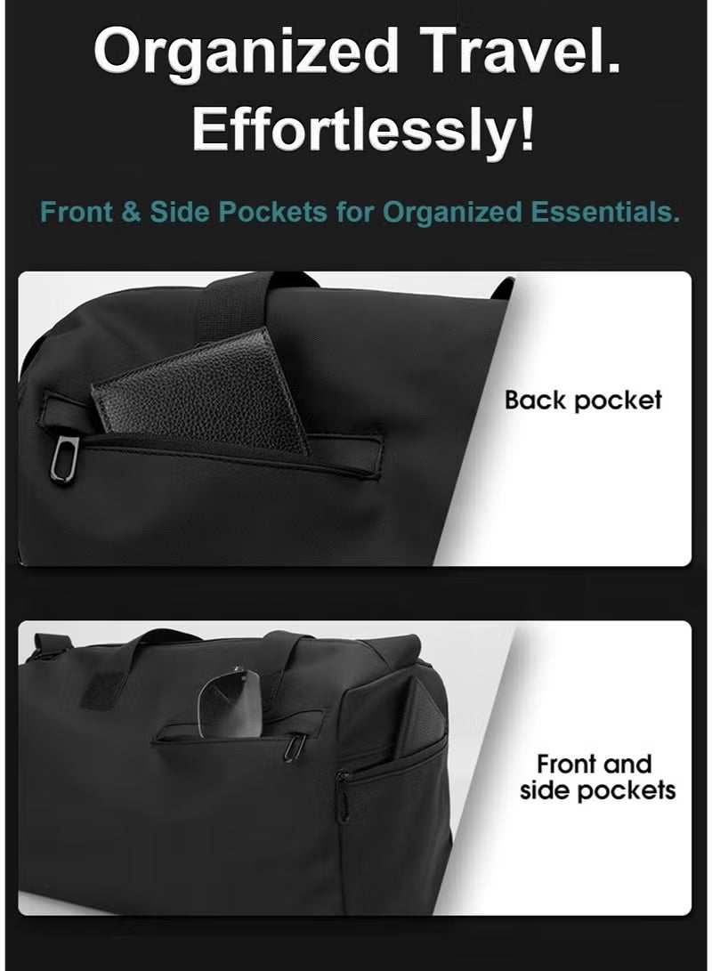 Arabest Large Sports Duffle Bag for Gym & Travel, Stay Organized with Shoe Compartment & Waterproof Wet Pocket, for Men and Women,Black - Image 4