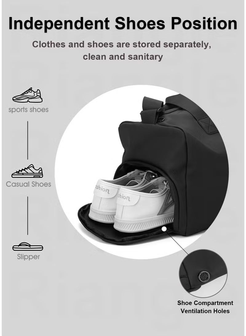 Arabest Large Sports Duffle Bag for Gym & Travel, Stay Organized with Shoe Compartment & Waterproof Wet Pocket, for Men and Women,Black - Image 5