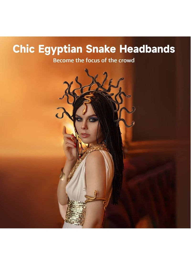 Medusa Snake Headband, 4PCS Egyptian Snake Headbands, Funny Snake Hair Hoops, Flexible Plastic Hair Hoops, Novelty Decorative Party Headdresses, Cosplay Party Supplies - Image 3
