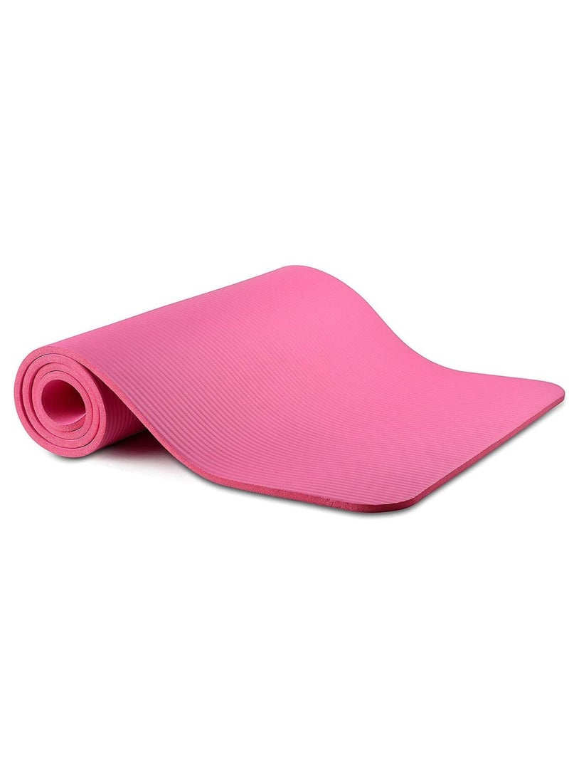 H PRO Pro Yoga Mat With Carrying Strap, Anti-Slip Double Layer Eco Friendly Home/Gym Workout Fitness Exercise Sports Mattress | 10Mm - Pink - Image 1
