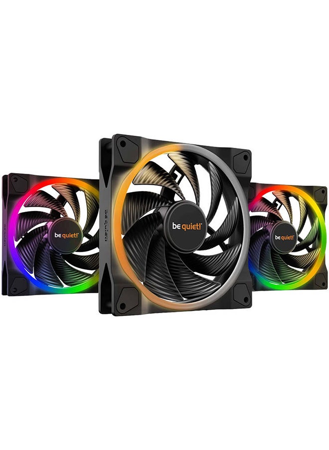 Be Quiet Light Wings High-Speed 140 Mm PWM aRGB Case Fans, 9 Silence-Optimized Fan Blades, Up To 121.82 CFM Airflow And 2200 RPM Fan Speed, Rifle Bearing Technology, Triple Pack, Black  - Image 1