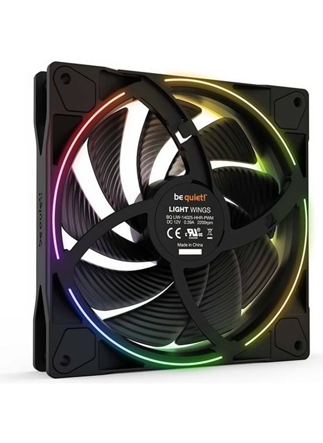Be Quiet Light Wings High-Speed 140 Mm PWM aRGB Case Fans, 9 Silence-Optimized Fan Blades, Up To 121.82 CFM Airflow And 2200 RPM Fan Speed, Rifle Bearing Technology, Triple Pack, Black  - Image 2