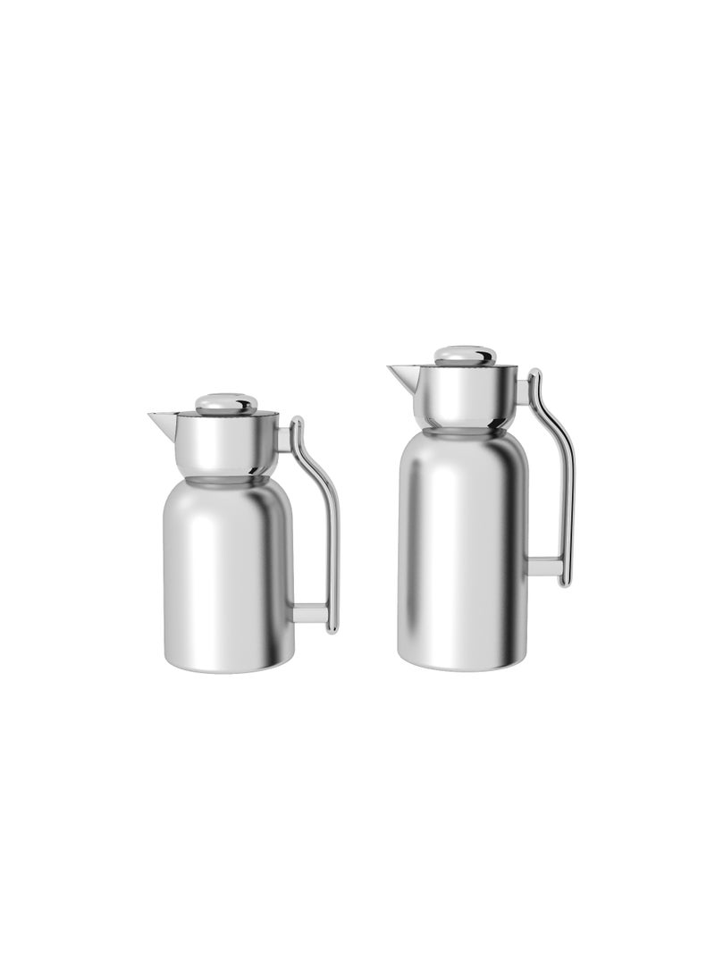 ريجال من Ripple – طقم ترمس فاكيوم مزدوج الجدار (1.0 لتر + 1.3 لتر) | جسم وبطانة من الستانلس ستيل بالكامل | لمسة نهائية فضية مطفية – طقم ترمس حراري فاخر - Image 2