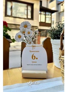Msticker Ramadan Daisy Calendar - Ramadan Calendar with Prayers - Importance of the Day and Content, Wooden Holder, Ramadan Set  - Image 3