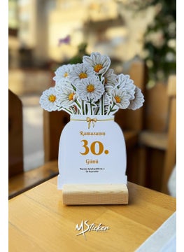 Msticker Ramadan Daisy Calendar - Ramadan Calendar with Prayers - Importance of the Day and Content, Wooden Holder, Ramadan Set  - Image 4