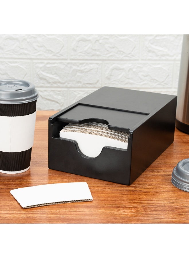 Restaurantware Restpresso 9.5 x 6 x 3.75 Inch Coffee Cup Sleeve Dispenser, 1 Compact Coffee Sleeve Holder - Spring-Loaded Design, For Homes or Restaurants, Black Bamboo Coffee Sleeve Organizer - Image 3