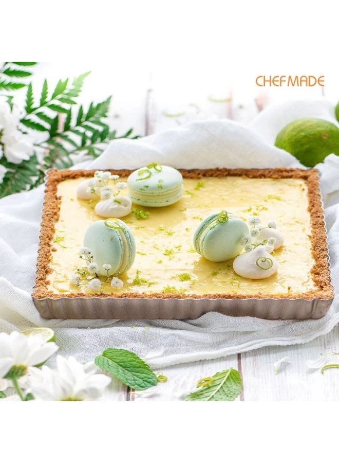 شيف ميد قالب تارت مستطيل غير لاصق مقاس 4 بوصة تصميم احترافي لصنع التارت والكويش والحلويات الصغيرة متين وسهل التنظيف بقاعدة قابلة للإزالة - Image 4