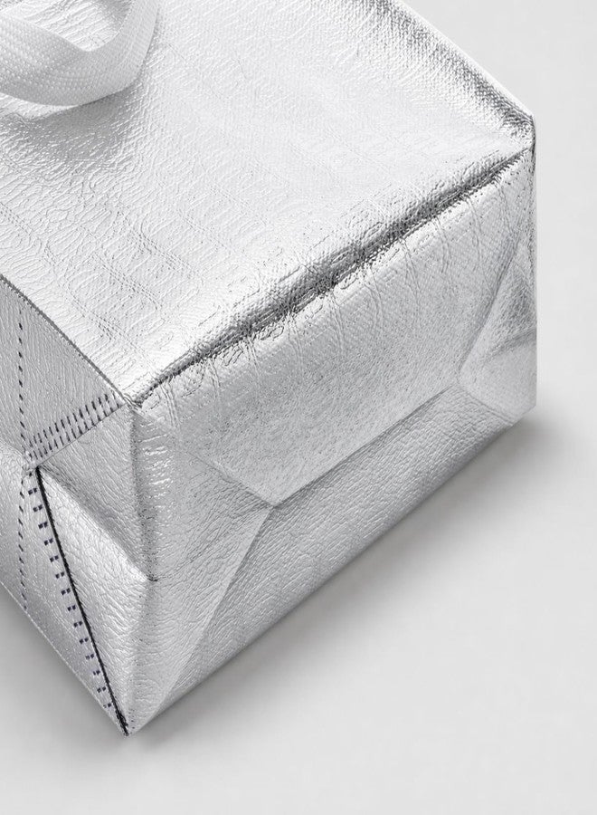 Elsjoy 40 Pack Reusable Glossy Gift Bags with Handles, Silver Metallic Party Favor Bags for Goodie, Birthday Party, Wedding - Image 3