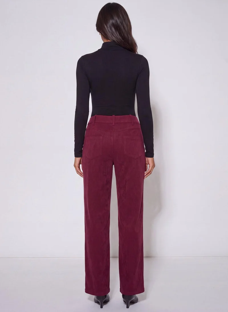 Gini London Mulberry Cord Straight Leg Trousers