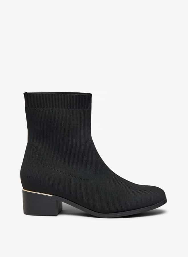 Flora Bella By Shoexpress Women Solid Slip-On Ankle Boots with Block Heels - Image 3