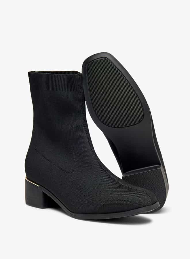 Flora Bella By Shoexpress Women Solid Slip-On Ankle Boots with Block Heels - Image 4