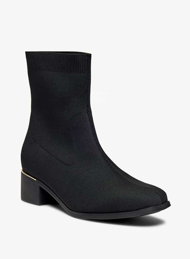Flora Bella By Shoexpress Women Solid Slip-On Ankle Boots with Block Heels - Image 1