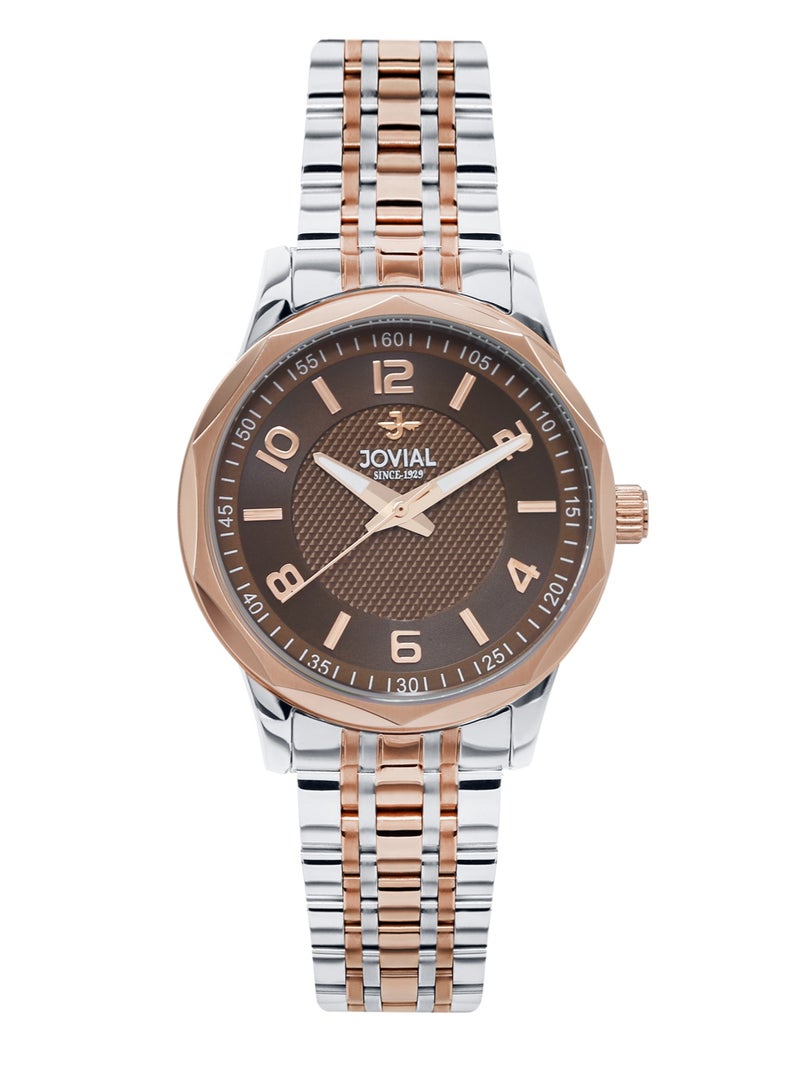 Jovial JOVIAL 5053LAMQ10E Women's Stainless Steel Watch, Brown Dial, Water Resistant, Analog, 28MM - Image 1