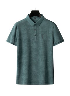 POLO قميص بولو رجالي عالي الجودة بتطريز طية صدر السترة وصبغ التعادل في منتصف العمر من Aad  - Image 1