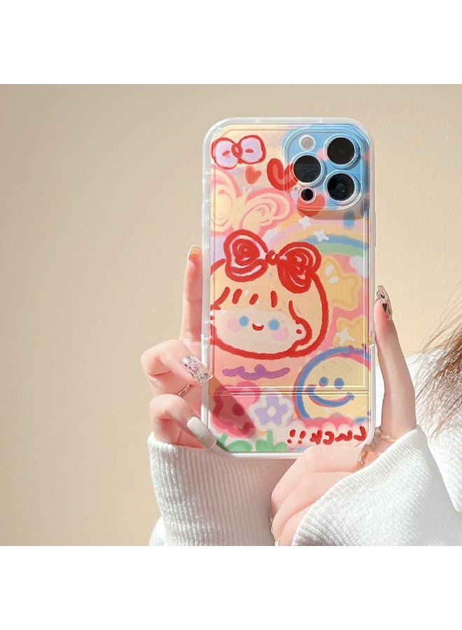 NIBEMINENT Cartoon Couple Graffiti Protective TPU Case Cover For iPhone 16E, White/Butterfly Girl