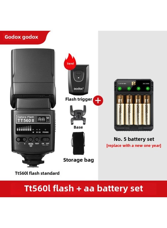 Generic Shenniu TT600 Flash SLR Camera For Canon Nikon Sony Universal High-speed Machine Top Hot Shoe Lamp-Color:Tt600+5 Battery  - Image 1