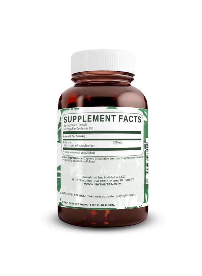 Natural Nutra L Lysine Hcl Promotes Bone Health And Growth Helps Built Collagen Improve Calcium Absorption Alpha Amino Acid Supplement Nongmo Vegan 500 Mg 250 Capsules. - Image 3
