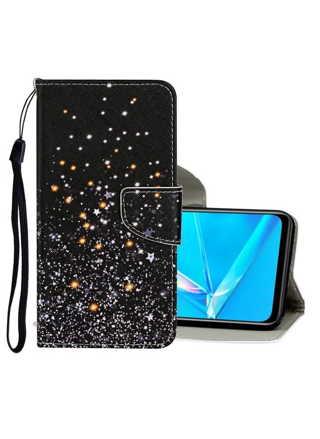 HuHa Case Cover For Realme 5i Colored Drawing Pattern Horizontal Flip Leather Case with Holder & Card Slots & Wallet Starry Sky 