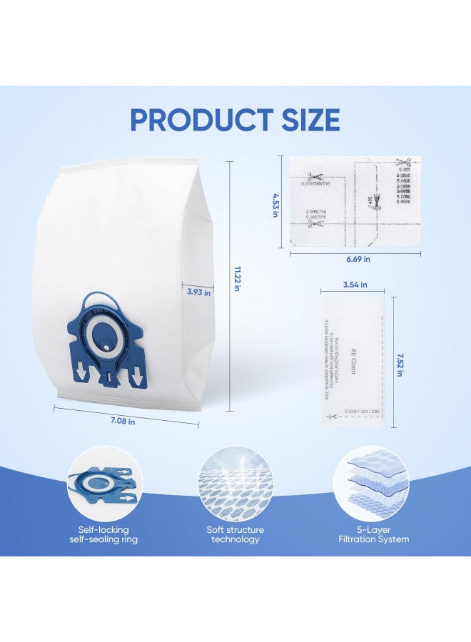 BIHARNT Replacement GN Vacuum Cleaner Bags Compatible with Miele Classic C1,Complete C2, Complete C3, S227/S240, S270,S400,S2,S5,S8 Series Canister Vacuum Cleaner (6 Pack Dust Bags + 2 Set Filters) - Image 2