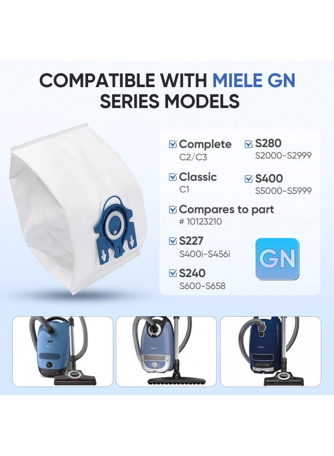BIHARNT Replacement GN Vacuum Cleaner Bags Compatible with Miele Classic C1,Complete C2, Complete C3, S227/S240, S270,S400,S2,S5,S8 Series Canister Vacuum Cleaner (6 Pack Dust Bags + 2 Set Filters) - Image 1