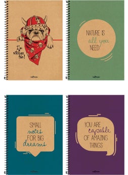 Le Color 4-Piece School Notebook Set 17 x 24 cm Eco Kraft Plain 200 Pages  - Image 1