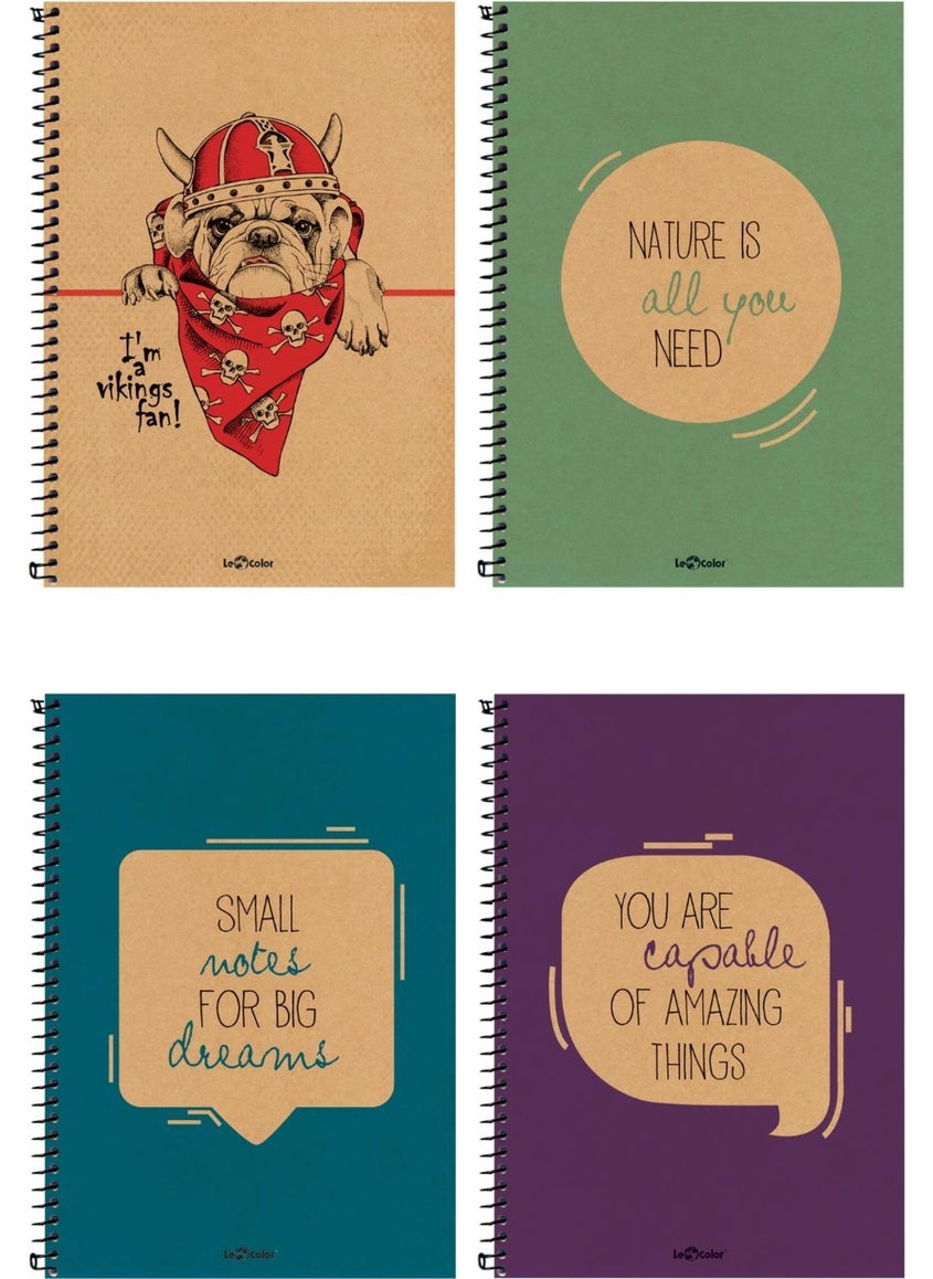 Le Color 4-Piece School Notebook Set 17 x 24 cm Eco Kraft Plain 200 Pages  - Image 1
