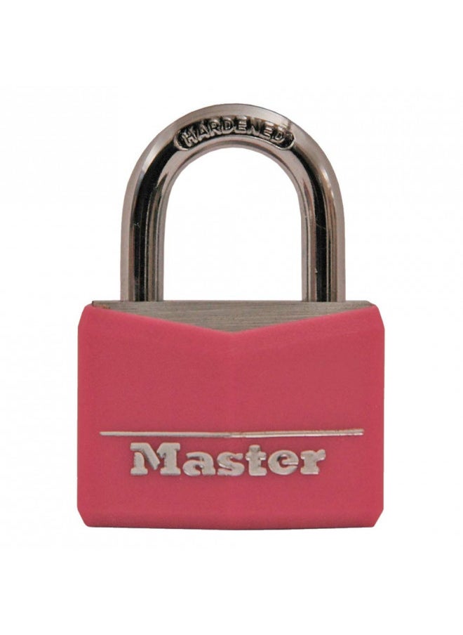 Master Lock Master Lock 146D Covered Aluminum Keyed Padlock, 1-9/16 inches, Pink  - Image 1