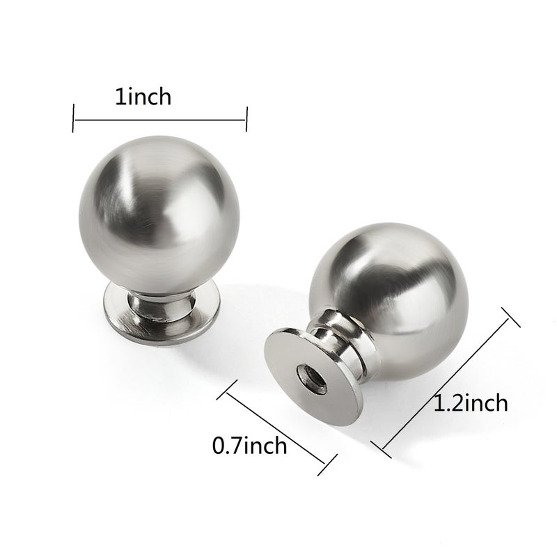 CABDM 10 Pack 1 Inch Vintage Ball Brushed Nickel Cabinet Knobs Kitchen Cabinet Hardware Satin Nickel Drawer Knobs Pulls for Drawers. - Image 3