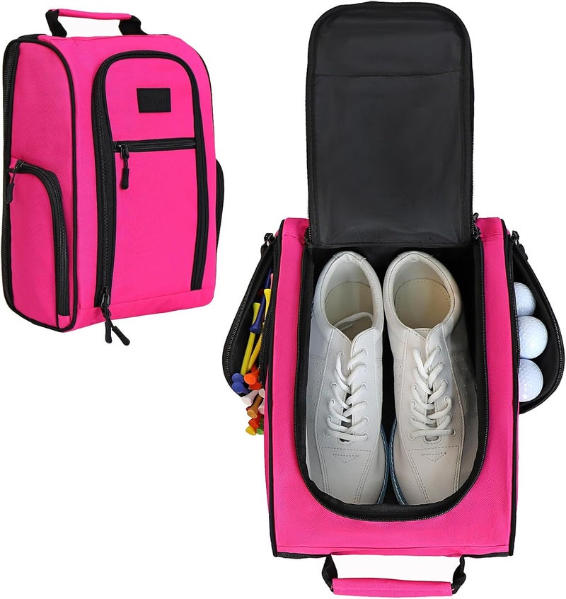 Goloni Golf Shoe Bag Men Women Padded Travel Shoe Bag Sport Shoe Carrier Bags with Side Accessory Pockets for Socks, Tees, Golf Balls (Pink) - Image 1