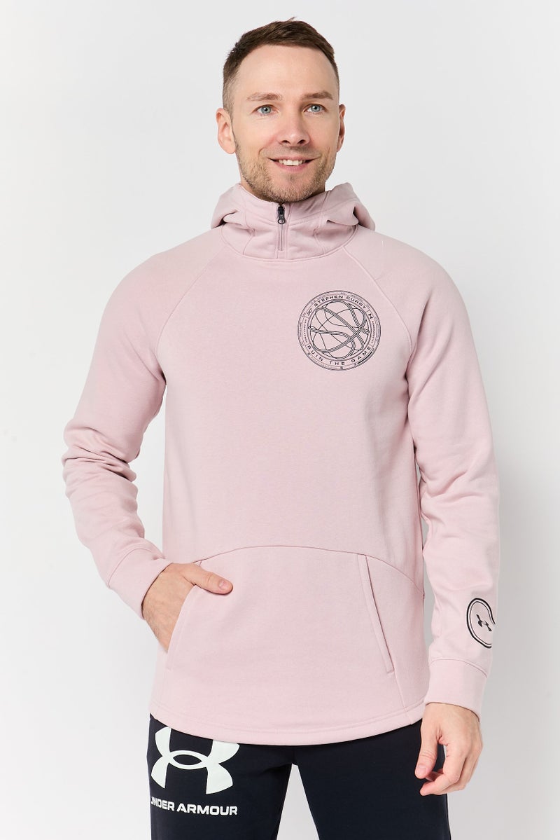 UNDER ARMOUR Men Loose Fit Long Sleeve Outdoor Hoodie, Light Pink - Image 1