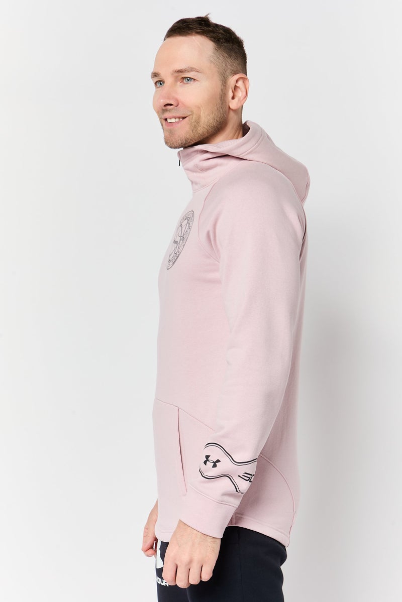 UNDER ARMOUR Men Loose Fit Long Sleeve Outdoor Hoodie, Light Pink - Image 3