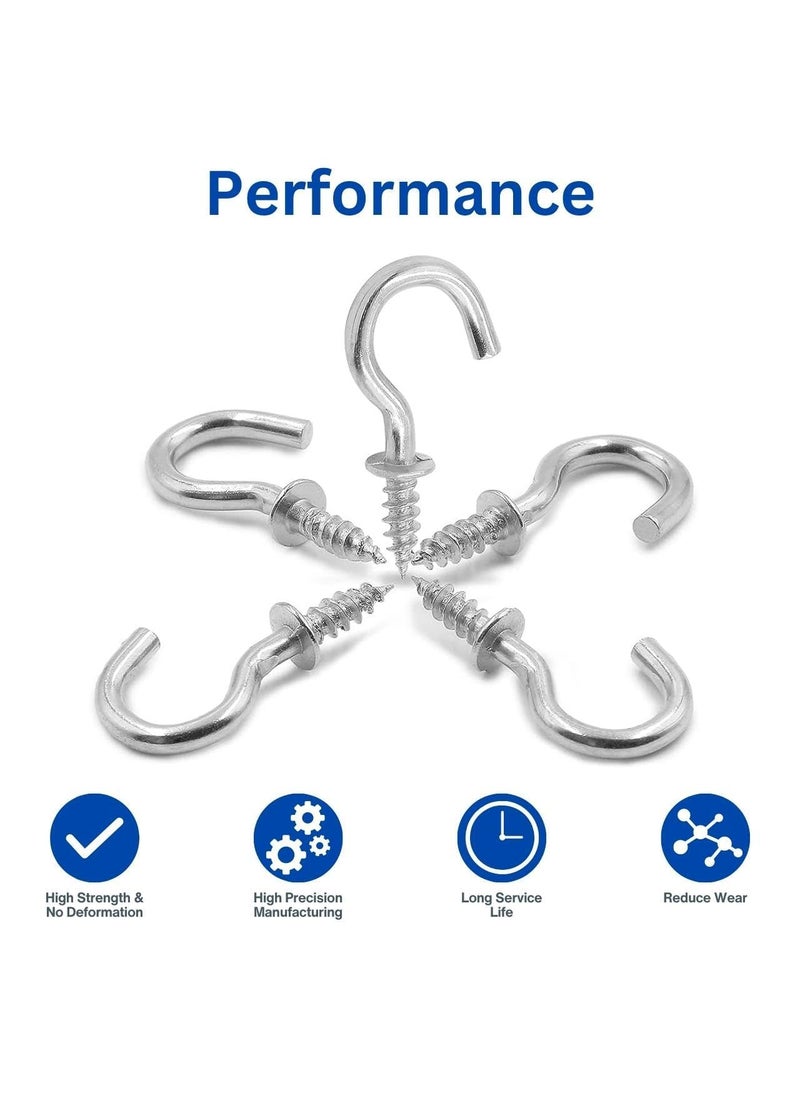 NOZOMI NOZOMI 15 Inch Steel Cup Ceiling J Hooks Heavy Duty Wall Hooks for Hanging Multipurpose Strong Holder for Kitchen Bathroom LED Light Clothes Plants etc 10 Pcs  - Image 2