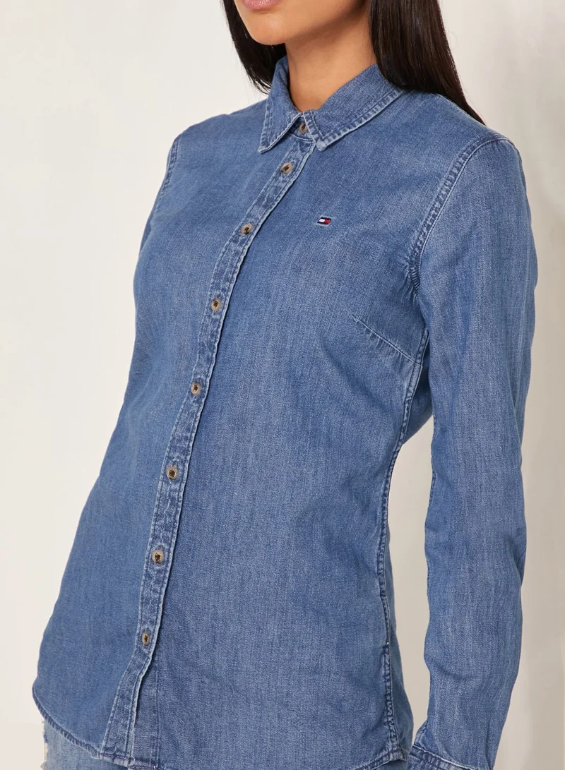TOMMY HILFIGER Button Down Logo Denim Shirt