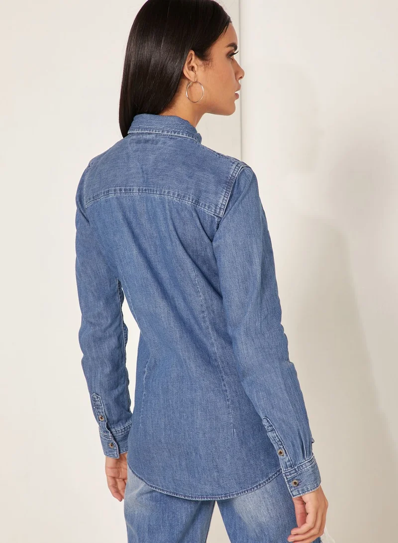 TOMMY HILFIGER Button Down Logo Denim Shirt