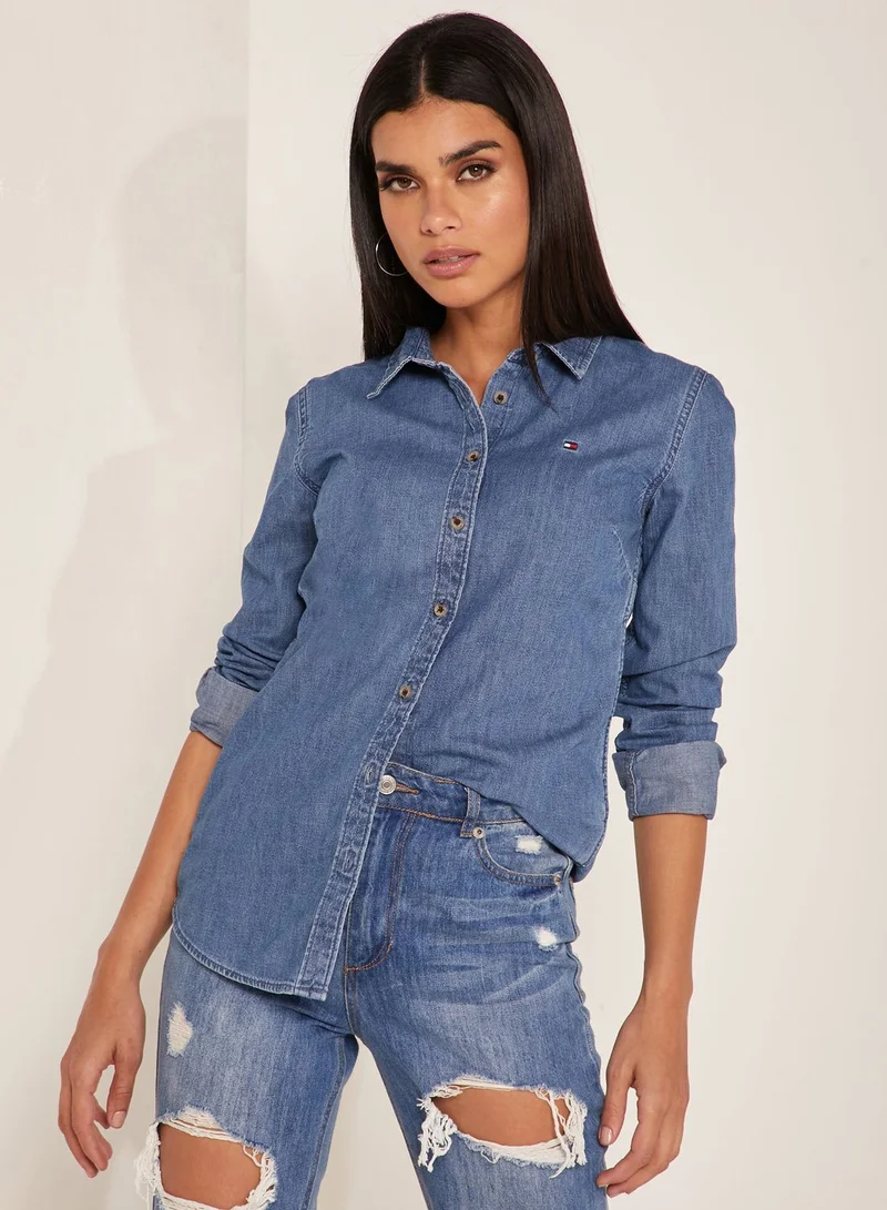 TOMMY HILFIGER Button Down Logo Denim Shirt