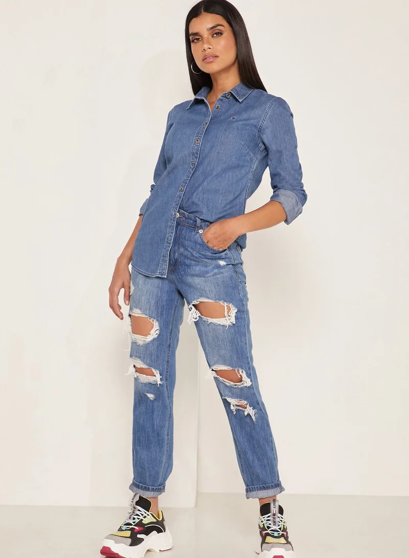 TOMMY HILFIGER Button Down Logo Denim Shirt