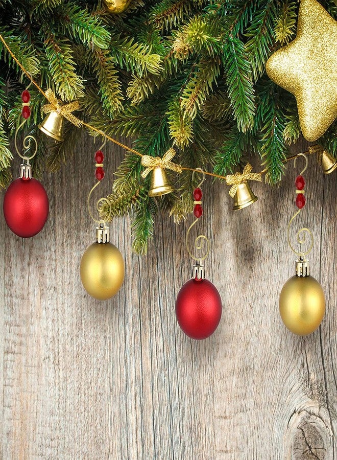 MOROBOR Christmas Ornament Hooks - 30pcs S Shape Metal Hooks with Crystal Bead (Red) - Image 5