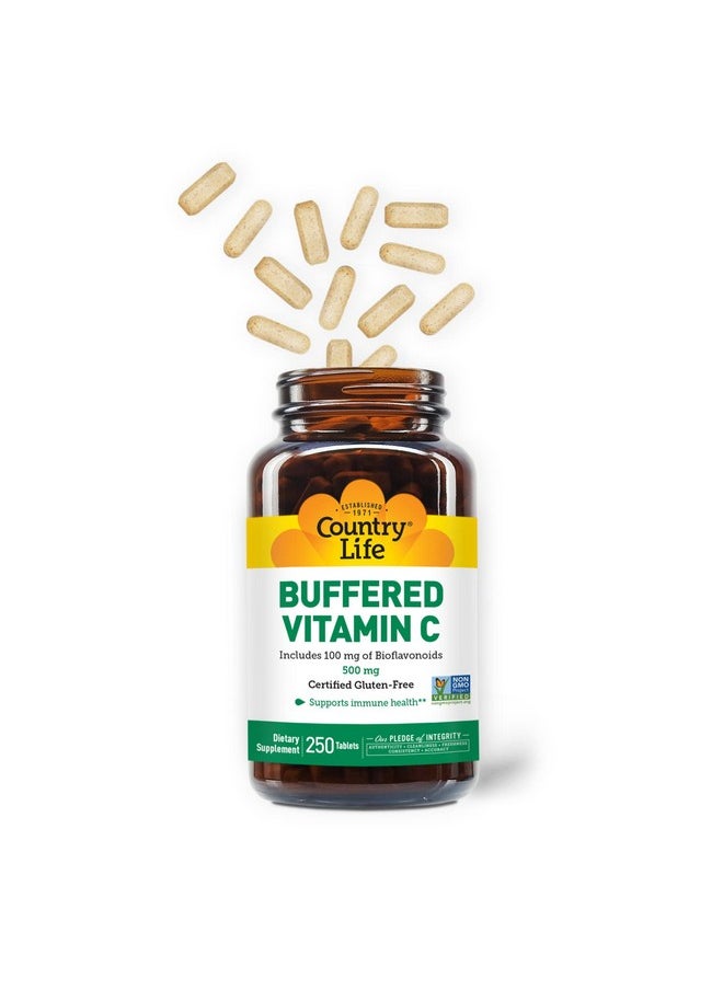 Country Life Buffered Vitamin C W/ 100 Mg Of Bioflavonoids 500 Mg 250 Tablets Supports Immune Health Glutenfree  - Image 4