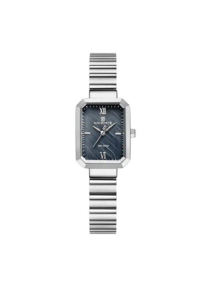 NAVIFORCE Silver Women's Wristwatch with Rectangular Black Dial and Water Resistance  - Image 1