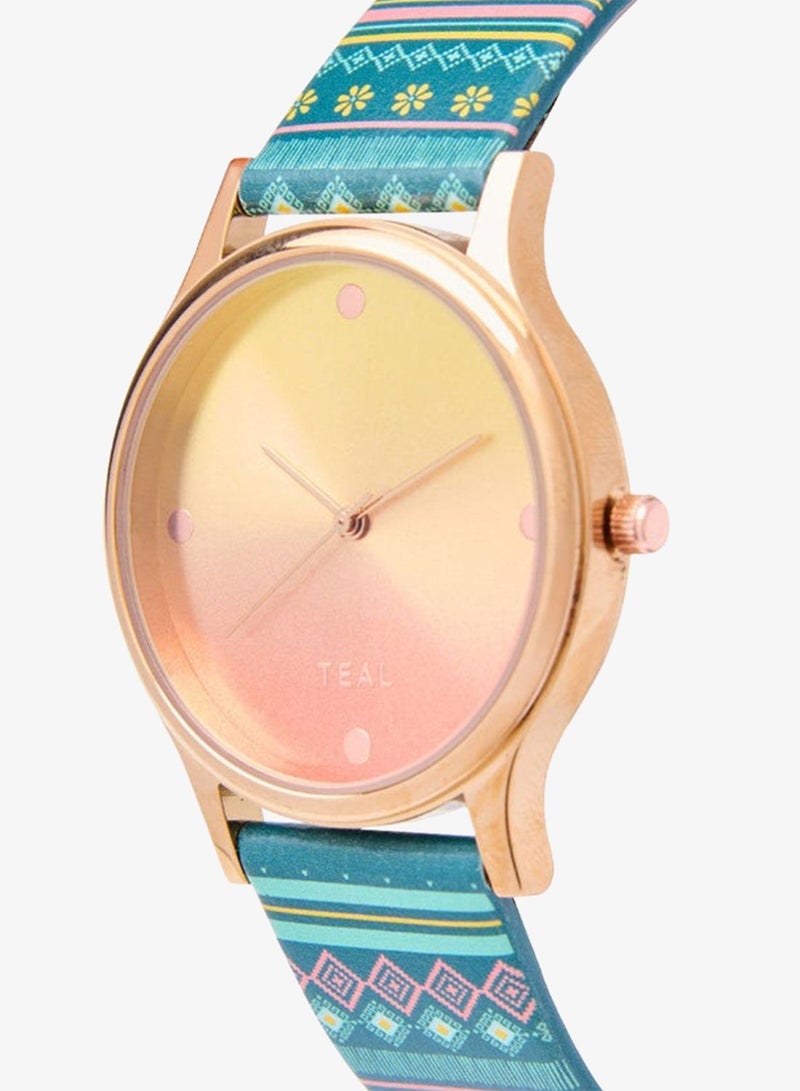 Chumbak TEAL by Chumbak Ombre Aztec Watch Teal - Image 3