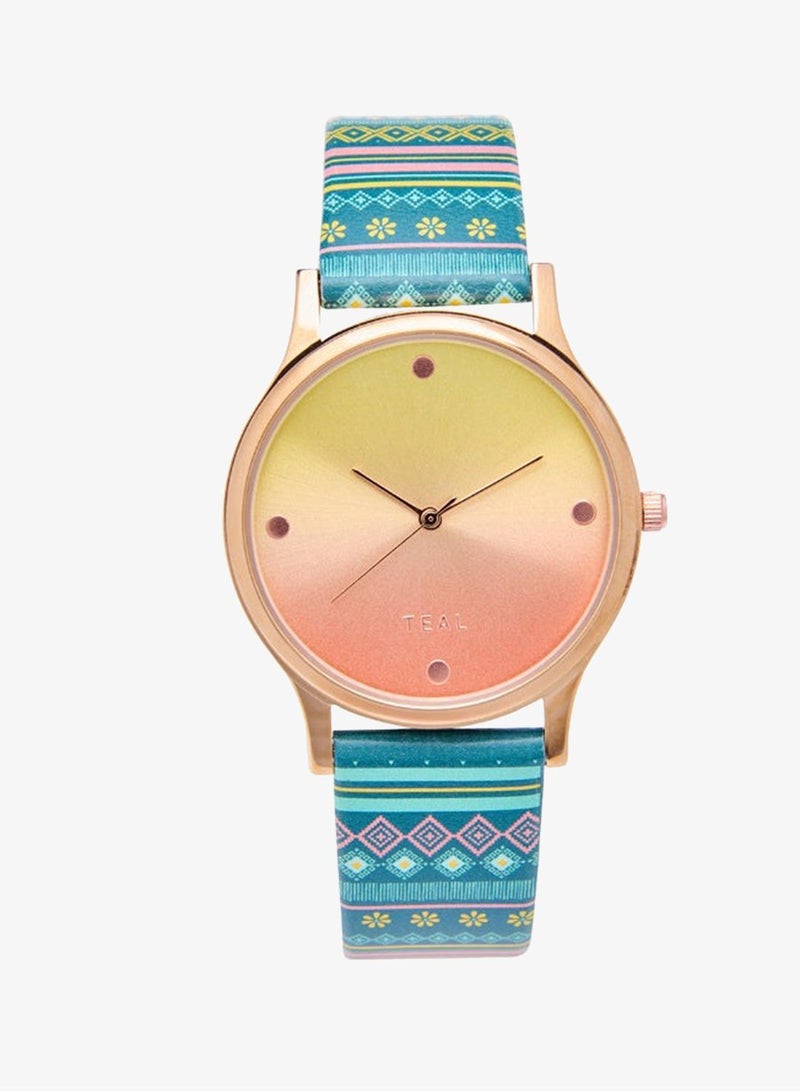 Chumbak TEAL by Chumbak Ombre Aztec Watch Teal - Image 2