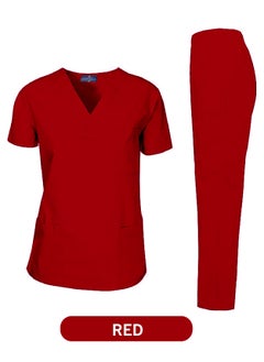 International Uniform L.L.C Scrubs Medical Uniform Unisex Top and Pants Red Color  - Image 1