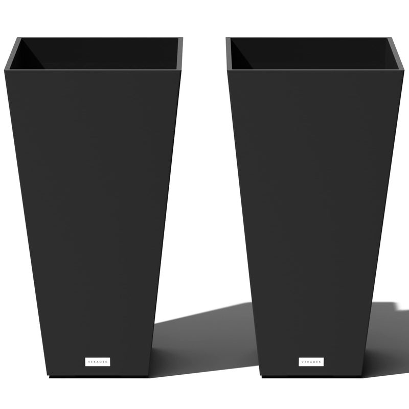 Veradek VResin IndoorOutdoor Taper Planter 2Pack 26 inch Black