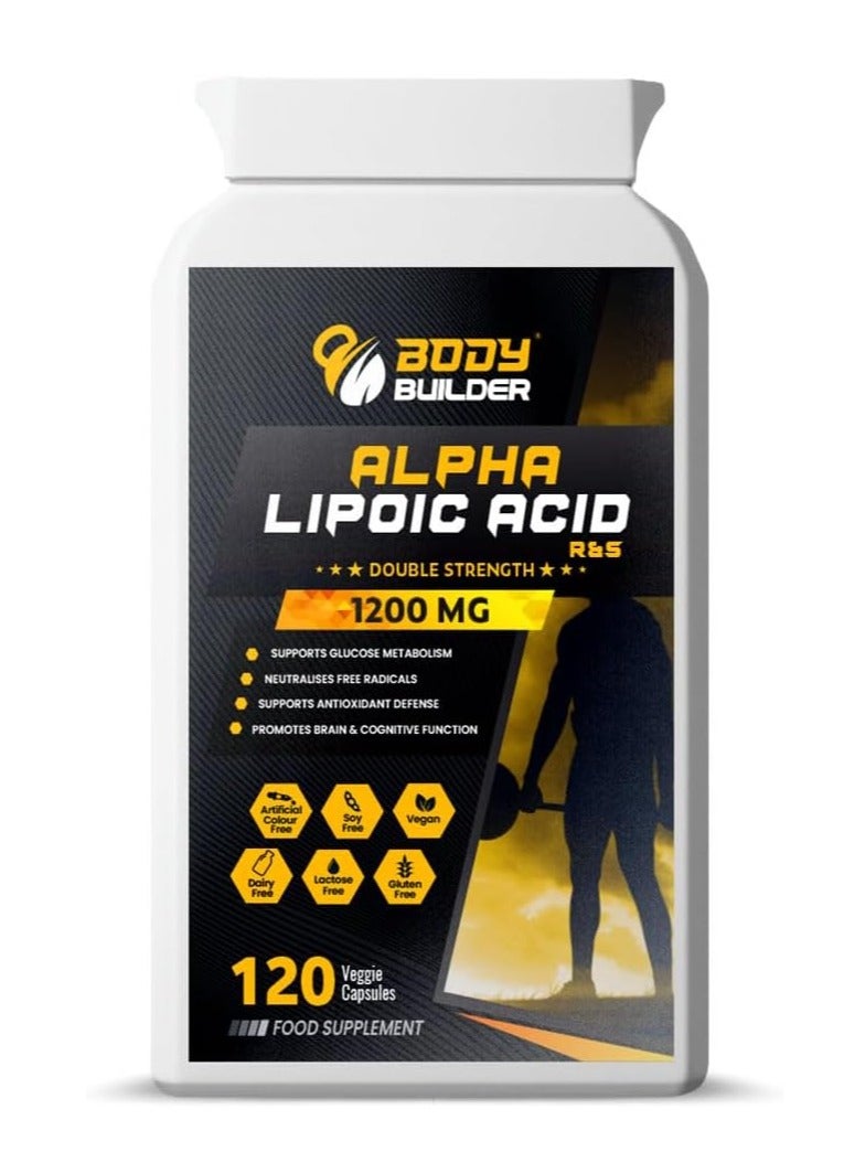 Body Builder R&S Alpha Lipoic Acid, 120 Veggie Capsules – Antioxidant Support & Healthy Energy Metabolism